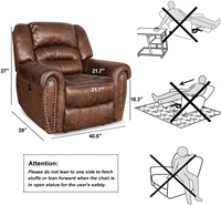 Fauteuil inclinable électrique Geeksofa Furniture Factory, en cuir reconstitué respirant, canapé simple classique, fauteuil inclinable pour la maison