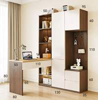 Ensemble de bureau d'angle moderne en bois avec étagère de rangement ; Meuble de rangement multifonctionnel pour chambre à coucher, design minimaliste