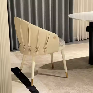 JP Robertocavalli Chaise de salle à manger en bois massif de luxe léger <span class=keywords><strong>Robert</strong></span> Lnanda Flow Bead Villa moderne plissée en cuir Net Red Design - Product Image 6