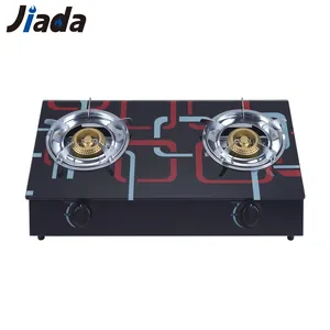 Good Quality Table Top Tempered Glass Automatic Piezo Ignition 2 Burner Tempered Glass Gas Stove