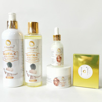 Ensemble de 5 produits de soin de la peau Super blanchissants naturels Gluta-c, crème pour le visage, lotion, huile, savon, sérum au glutathion pour éclaircir la peau