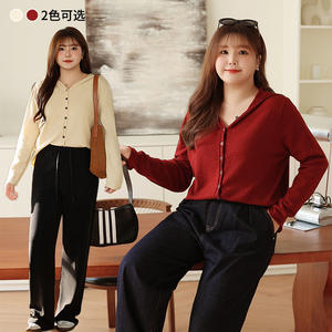 Cárdigan de punto holgado con capucha para mujer Runqi, manga larga, grosor medio, antipilling, suéter informal de otoño, talla grande - Product Image 5