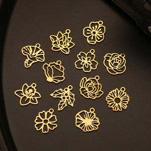 Espejo pulido 12 meses de nacimiento flor encantos Acero inoxidable Rosa amapola acebo lirio de agua colgantes joyería hacer hallazgos - Product Image 4