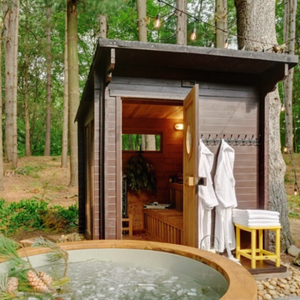 最受欢迎的室外水疗池2人木质烧制桑拿浴室，带燃烧桑拿炉 - Product Image 2
