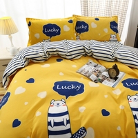 Ensemble de literie en coton lavé 4 pièces, doux et agréable pour la peau, housse de couette imprimée, logo personnalisé pour la maison, l'hôtel, toutes saisons