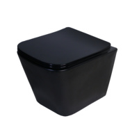 Medyag Carré Noir Mat Sans Monture Cuvette de Toilette Murale Lavable WC Céramique P-trap Toilettes Suspendues