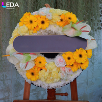 Couronne funéraire blanche LEDA de haute qualité, fleur artificielle, pour hommage funéraire et souvenir
