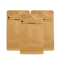 Sac d'emballage pour café en papier kraft personnalisé avec fond plat en aluminium, fermeture éclair et valve