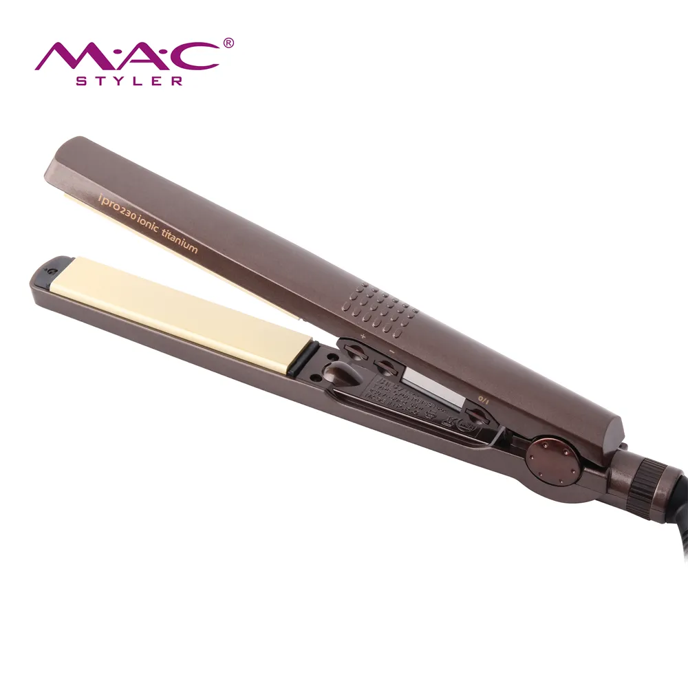 MAC Styler kahverengi renk taşınabilir düzleştirici dar plaka Planchas De Cabello 230C profesyonel saç düzleştirici