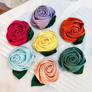 새로운 천 시뮬레이션 장미 꽃 목걸이 오리지널 디자이너 한국 왁스 로프 초커 여성 패브릭 꽃 섹시 초커 도매