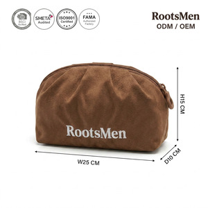 Bolsa de Cosméticos de Nailon Marrón para Mujer RootsMen, Tamaño Mediano, Cierre de Cremallera, Resistente al Agua, Patrón Personalizable, para Viajes y Playa - Product Image 1