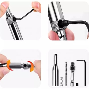 4-Piece Hex Shank Self-Centering Woodworking Drill Bit Set – Universal for <b>Door</b> Locks, Cabinet <b>Hinges</b>, and Furniture Assembly - Product Image 6