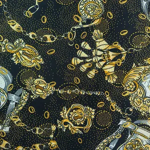 New Design Knit 200gsm Gold Foil Stretch Polyester Spandex Fabric For Women Dress