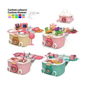 Leemook Custom Children's Play House Backpack Toys Girls Simulation Kitchen Cooking Makeup Doctor Storage Toys Set