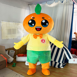 Costume de mascotte orange mignon personnalisé, costume de personnage de fruit avec haut à feuilles et nœud papillon pour Halloween, bars à jus et promotions de festivals - Product Image 1