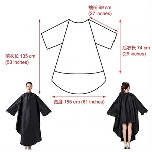 Hairdressing Cape 155 Cm Width Black Waterproof For Salon Hair Dyeing Perming Beauty Treatment - Product Image 1