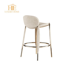 Moderno restaurante Bar muebles Silla de acero inoxidable pierna tela Taburetes de Bar - Product Image 4