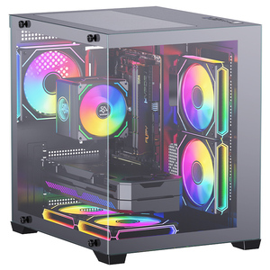 SNOWMAN Dual Camera Mid Tower Gaming Chasis Paneles de vidrio templado Vertical <span class=keywords><strong>GPU</strong></span> Form Fuente de alimentación Acrylic MicroATX PC Case - Product Image 1