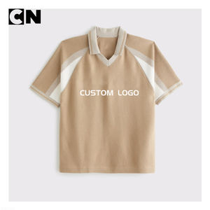 Pull en maille de football à manches courtes en coton d'été avec logo personnalisé, fabrication de pulls certifiés GRS, broderie pour hommes - Product Image 3