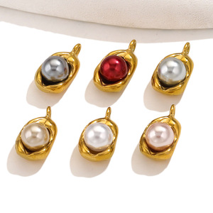 18K PVD Gold Plated Stainless Steel Multi Colors Mother of Pearl Charm Pendant for Necklace, Earrings, <b>Bracelet</b> & Jewelry Making - Product Image 3
