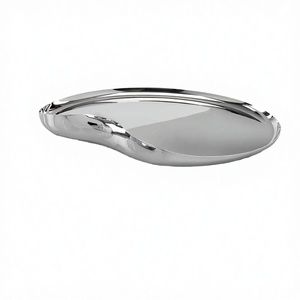 Plateau de service de luxe en acier inoxydable durable, style moderne, avec rangement pour verres à vin, idéal pour les réceptions. - Product Image 2