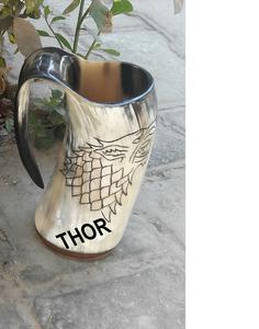 แก้วเซรามิกทรงแตรสำหรับดื่มสไตล์ไวกิ้งแก้วเบียร์ธรรมชาติสำหรับตกแต่งห้องครัวและบ้าน - Product Image 1