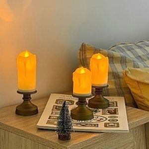 Lampe à bougie électronique Xi Peptide, bougie sans flamme en plastique, décoration de chambre à coucher, accessoires de mariage avec piles incluses - Product Image 4