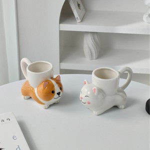 <span class=keywords><strong>Mug</strong></span> à café en céramique mignon et original, petit modèle, motif chien <span class=keywords><strong>Corgi</strong></span> 3D, peint à la main, couleur marron, logo personnalisé, mugs en porcelaine pour enfants, cadeau pour fille - Product Image 3