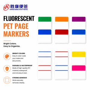 Marque-pages fluorescents en PET, autocollants, index adhésifs, onglets autocollants codés par couleur, marque-pages amovibles et imperméables pour livres et documents - Product Image 1