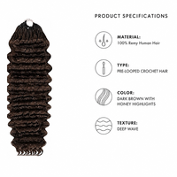 Extensions de cheveux en plumes tissées au crochet marron chocolat, invisibles, nouées à la main, 100% cheveux humains Remy, vente en gros