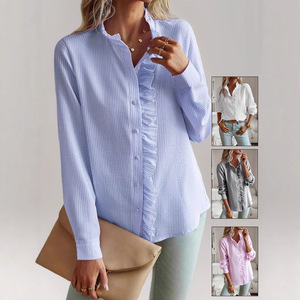 Nuova <span class=keywords><strong>Camicia</strong></span> da <span class=keywords><strong>Donna</strong></span> <span class=keywords><strong>a</strong></span> Maniche Lunghe in Pizzo Tinta Unita, Elegante <span class=keywords><strong>e</strong></span> Raffinata, per Primavera <span class=keywords><strong>e</strong></span> Autunno - Product Image 2