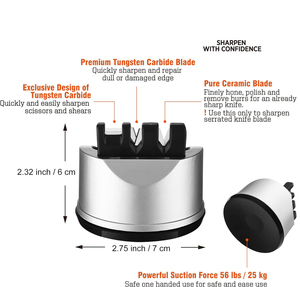 Afilador de <span class=keywords><strong>Cuchillos</strong></span> y Tijeras de Cocina, Ecológico, con <span class=keywords><strong>Piedra</strong></span> de Múltiples Granos <span class=keywords><strong>para</strong></span> <span class=keywords><strong>Cuchillos</strong></span> Lisos y Serrados, Herramienta de Afilado de 3 Etapas - Product Image 4