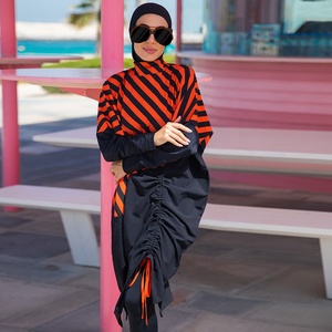 Foulard islamique intégral Version ample avec cordon <span class=keywords><strong>de</strong></span> serrage imprimé rayé <span class=keywords><strong>Maillot</strong></span> <span class=keywords><strong>de</strong></span> <span class=keywords><strong>bain</strong></span> <span class=keywords><strong>musulman</strong></span> simple <span class=keywords><strong>Maillot</strong></span> <span class=keywords><strong>de</strong></span> <span class=keywords><strong>bain</strong></span> pour femme - Product Image 6