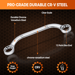 Clé à fourche extra profonde CRV OEM pour réparation automobile, zones difficiles d'accès, qualité industrielle, clé à anneau bi-hexagonale à 12 points, double extrémité - Product Image 3