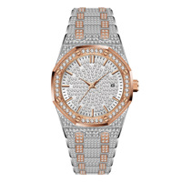 Nouvelle montre pour homme Hip-hop Calendrier entièrement sertie de diamants Grand cadran Étanche avec bracelet