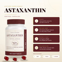 Capsules de Gélules Molles d'Astaxanthine 12 mg avec Huile de Krill, Marque Privée OEM ODM, 60 Gélules, Vente en Gros Personnalisée pour les Marques