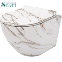 SDAYI Pierre Marbre Design Sans Monture Rinçage Mur Accroché Toilette Bassin P-trap Lavage Rinçage Wc Forme Ronde Toilette Salle De Bains