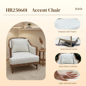 Modern <b>Mid</b>-<b>Century</b> Luxury Living Room Furniture Wood Accent Chair Cotton Cushion Cross-Braced Base Eco-Friendly for Bedroom - Product Image 2