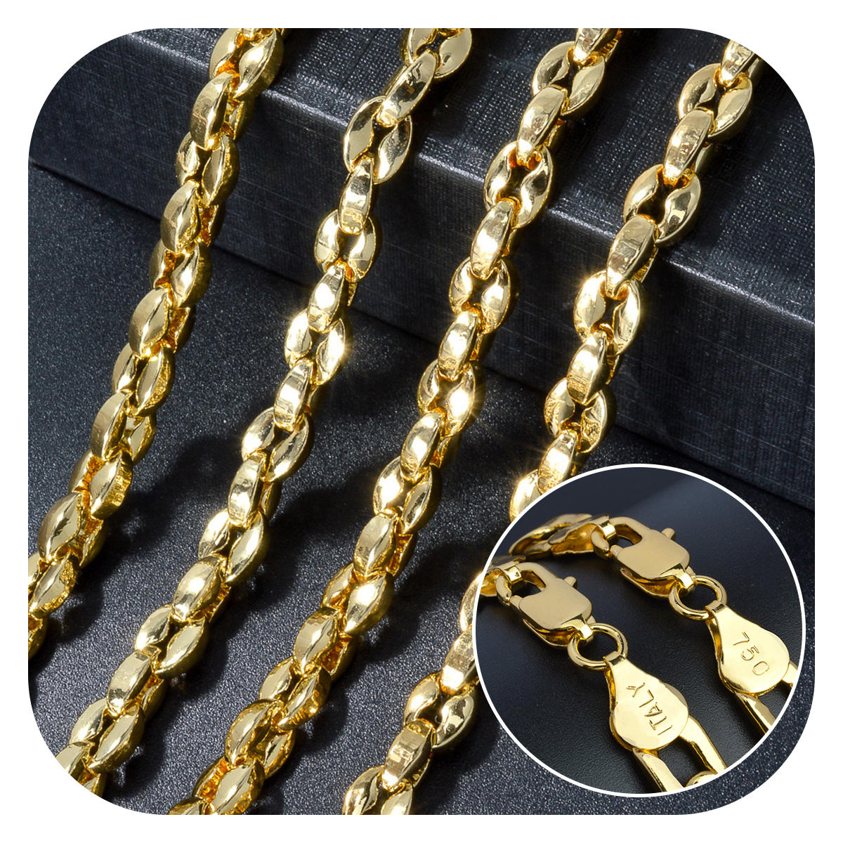 ファッション銅イタリア製750 18金メッキ豚鼻リンクチェーンネックレス