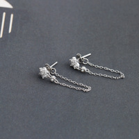 Luxus Stil Frauen Geschenk idee Schmuck 925 Sterling Silber Fine CZ Flower Ohr stecker mit Kette Quaste