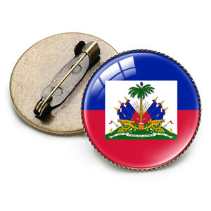 Broche rétro en verre incrusté de cristaux, drapeau d'Haïti, cadeau fantaisie, cadeaux haïtiens, souvenir pour les amoureux des voyages - Product Image 2
