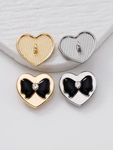 Hình Trái Tim 20Mm Màu Đen Bow Pha Lê Tôn Tạo Nút Đáng Yêu Trang Trí Chi Tiết Máy Có Thể Giặt Kẽm Hợp Kim Kim Loại Nút - Product Image 5