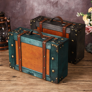 Mystic Arts Vintage Wooden <b>Suitcase</b> Retro Decorative Prop Storage Box Antiquity Style - Product Image 4