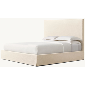 Lussuoso <span class=keywords><strong>letto</strong></span> imbottito con alta testiera in tessuto di lino <span class=keywords><strong>Beige</strong></span>, dimensioni personalizzabili, ideale per camere <span class=keywords><strong>da</strong></span> <span class=keywords><strong>letto</strong></span> moderne e classiche - Product Image 4