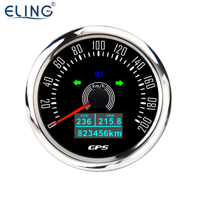 ELING 85mm GPS Speedometer 0-200km/h Odometer With TRIP ODO With 7 Colors Backlight for Car Boat RV Motorcycle Tractor 12V 24V