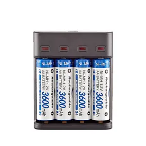 Battery Charger 4 Bay AA AAA 4 Slots 500mA Output Fast Charging Battery Charger for 1.2V Ni-MH AA Rechargeable Battery