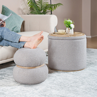 Bailey Furniture Round Storage Ottoman Chair Tissu en bois de haute qualité Lot de 2 coussins de siège pour le salon