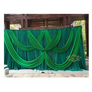Nuovo sipario <span class=keywords><strong>verde</strong></span> <span class=keywords><strong>scuro</strong></span> personalizzato con pannello di fondo Swag anteriore per drappi di scena di nozze decorazione per eventi - Product Image 2