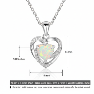 Collana con Ciondolo a Cuore in Opale Classico in Argento Puro 925 - <span class=keywords><strong>Regalo</strong></span> per San Valentino e <span class=keywords><strong>Anniversario</strong></span> per la <span class=keywords><strong>Fidanzata</strong></span> - Product Image 6