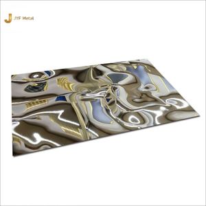 EX784 Panel <b>Mirror</b> Water Ripple Stainless Steel 201 304 <b>Sheet</b> Gold Silver Surface for Wall Decorative - Product Image 2
